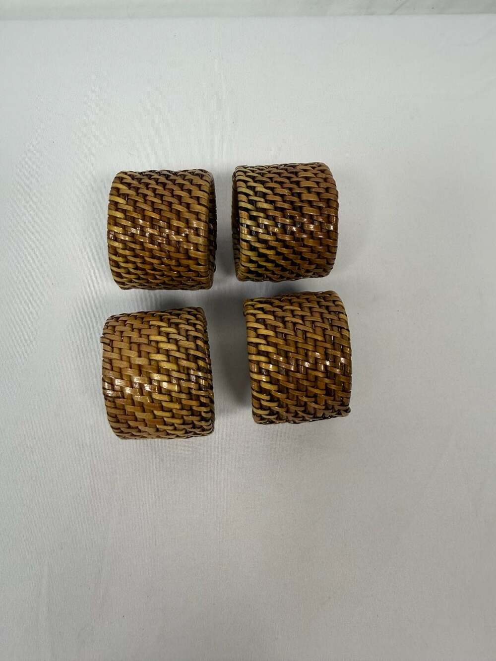 Saro Lifestyle Napkin Rings With Rattan Woven Design Set of 4 Brown - Picture 1 of 3